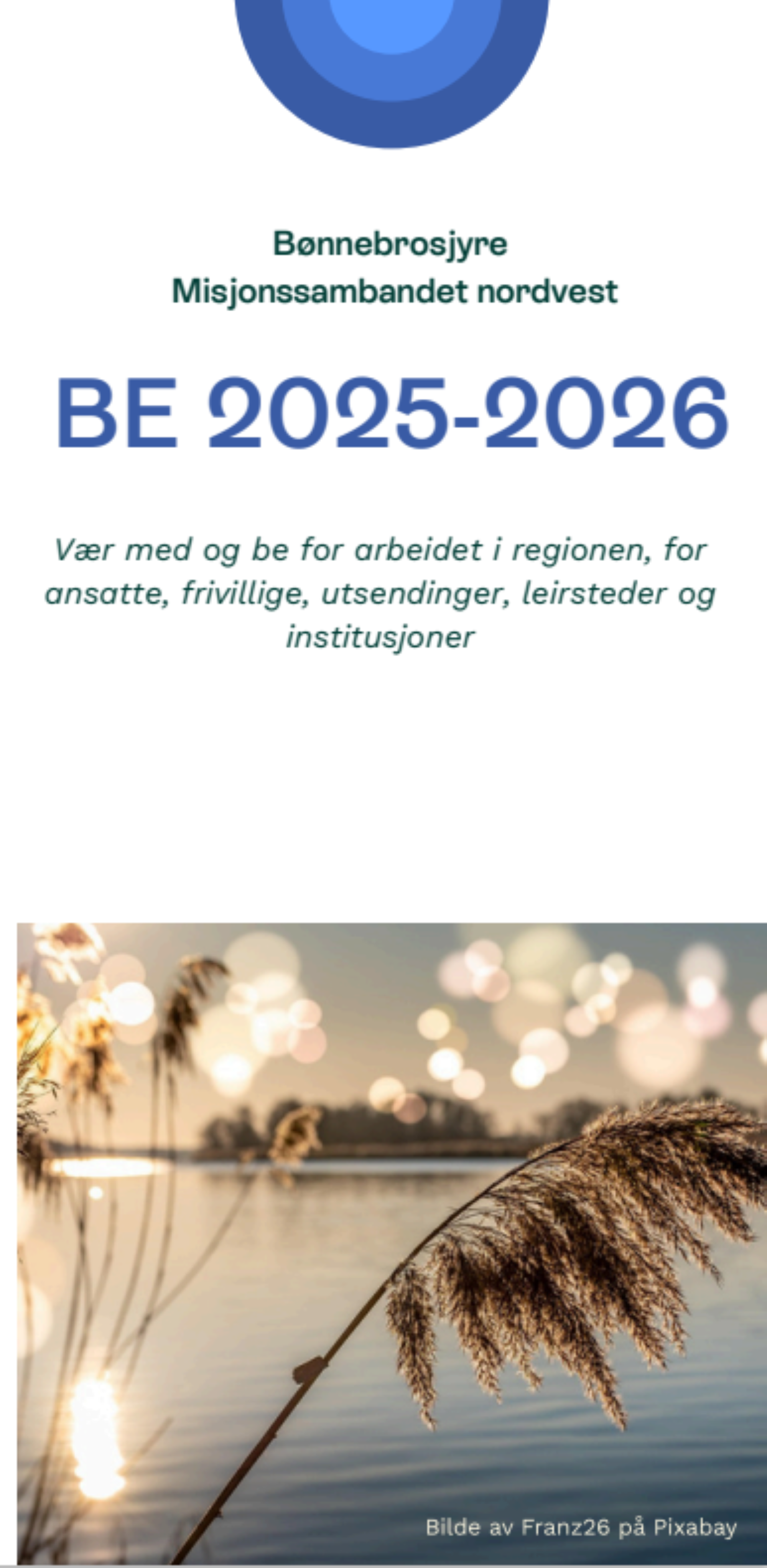 Bildet viser forsiden på heftet Be 2025-2026