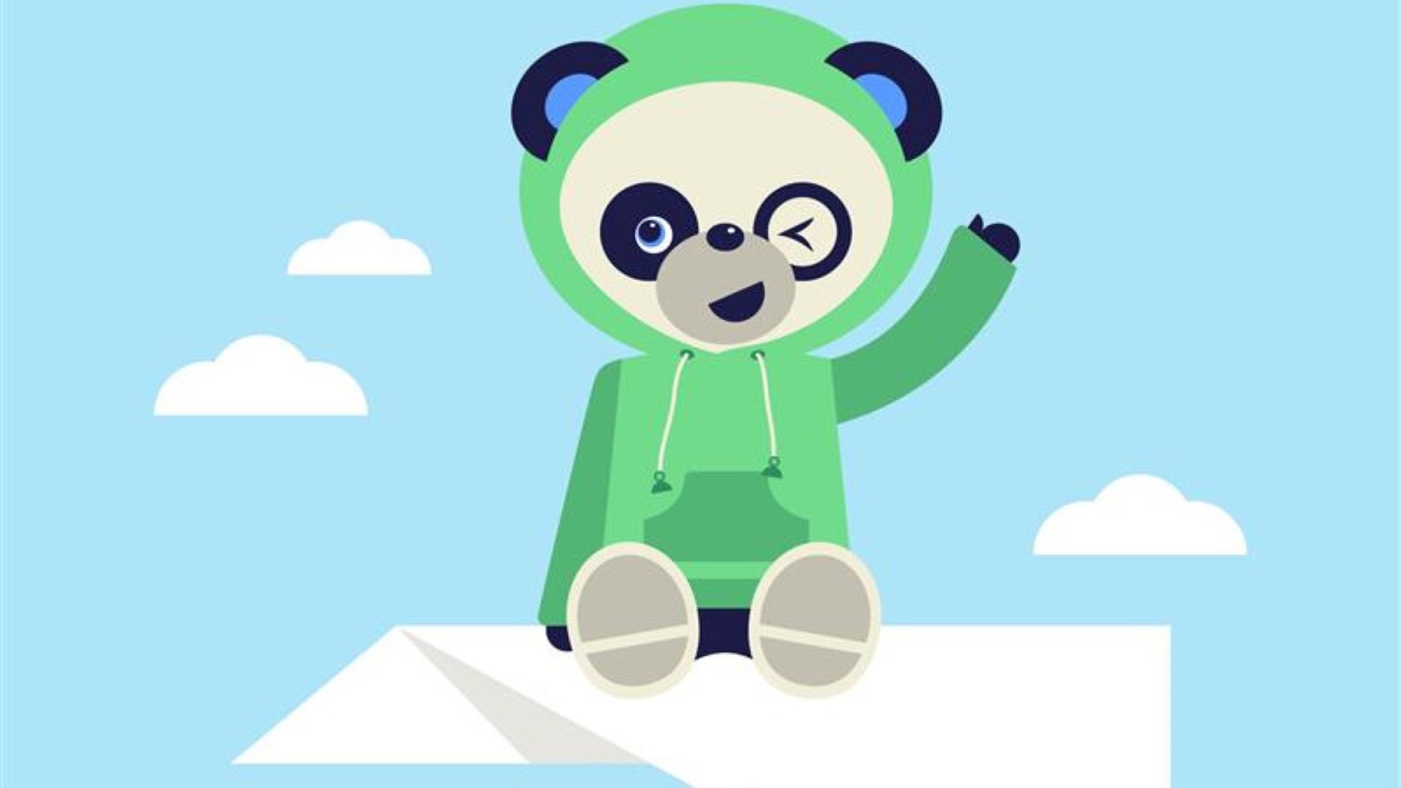 Tellus sitter på et papirfly